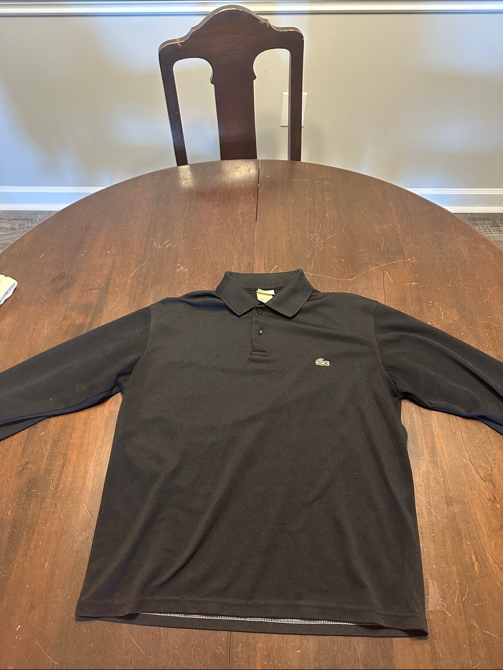 Lacoste Black Long-Sleeve Polo with Crocodile Logo